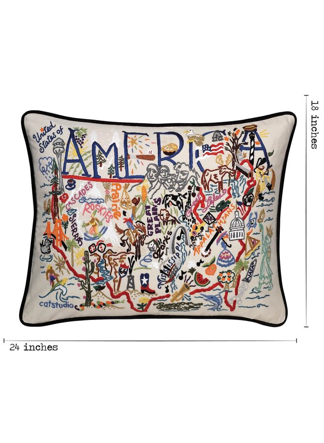 Embroidered Pillow America