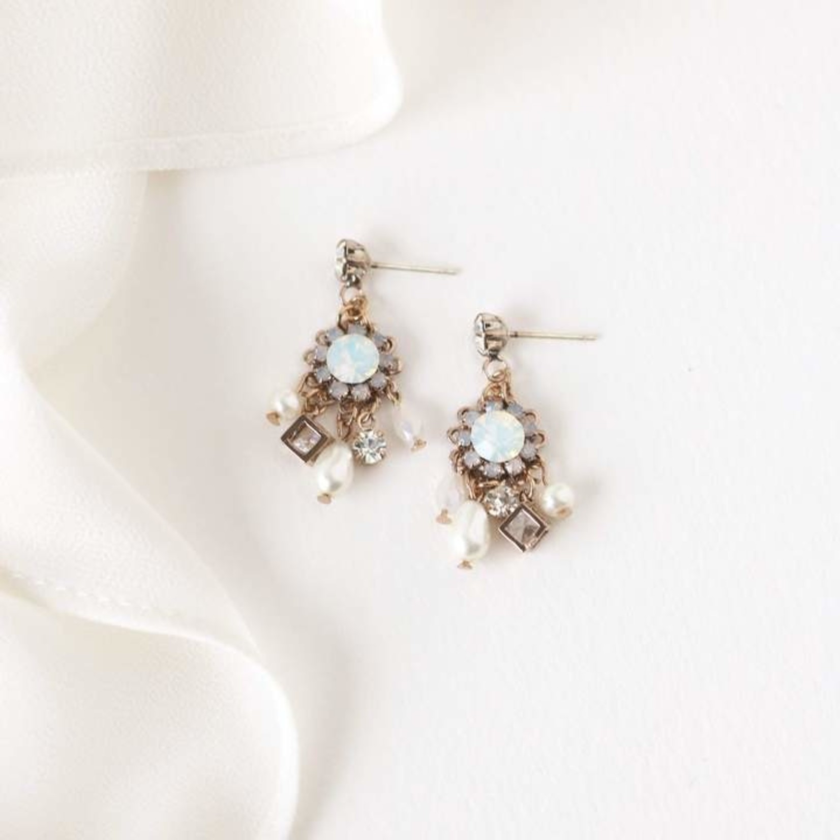 Lover's Tempo Bloom Chandelier Earrings White Opal