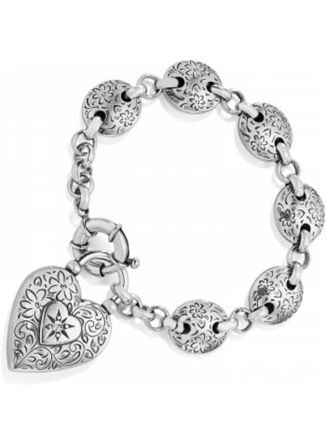 One Heart Link Bracelet Silver