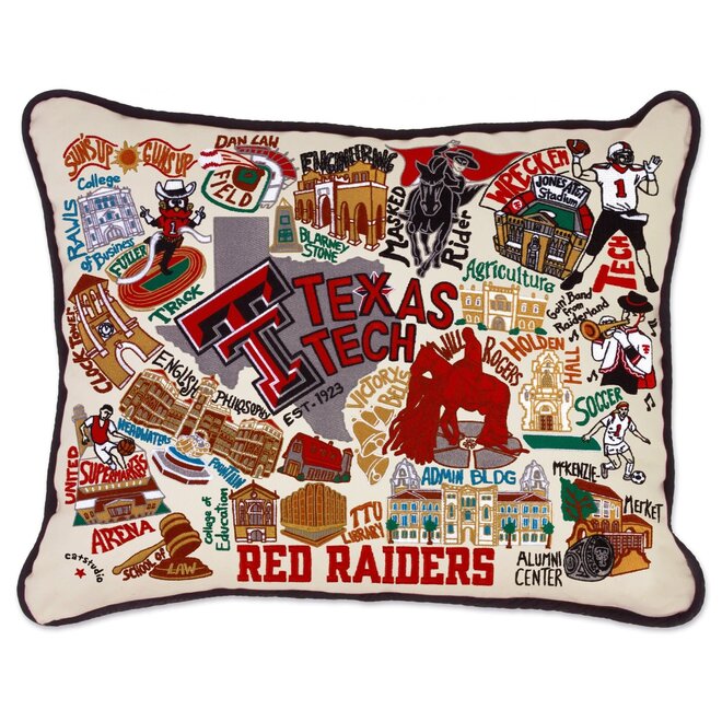 Embroidered Pillow Texas Tech
