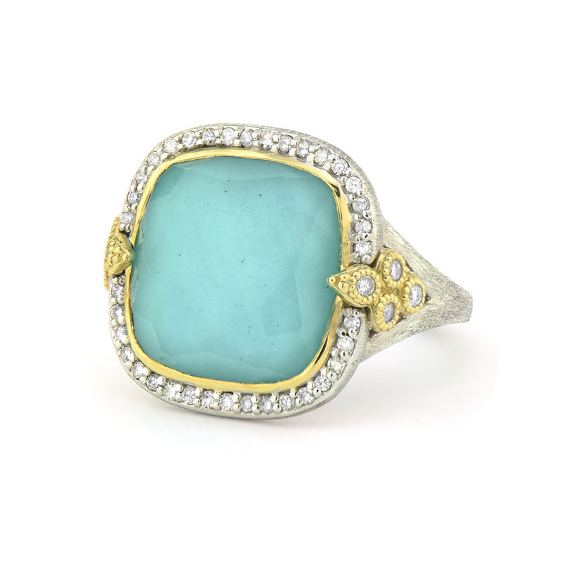 Jude Frances Turquoise Ring with Pave Diamonds