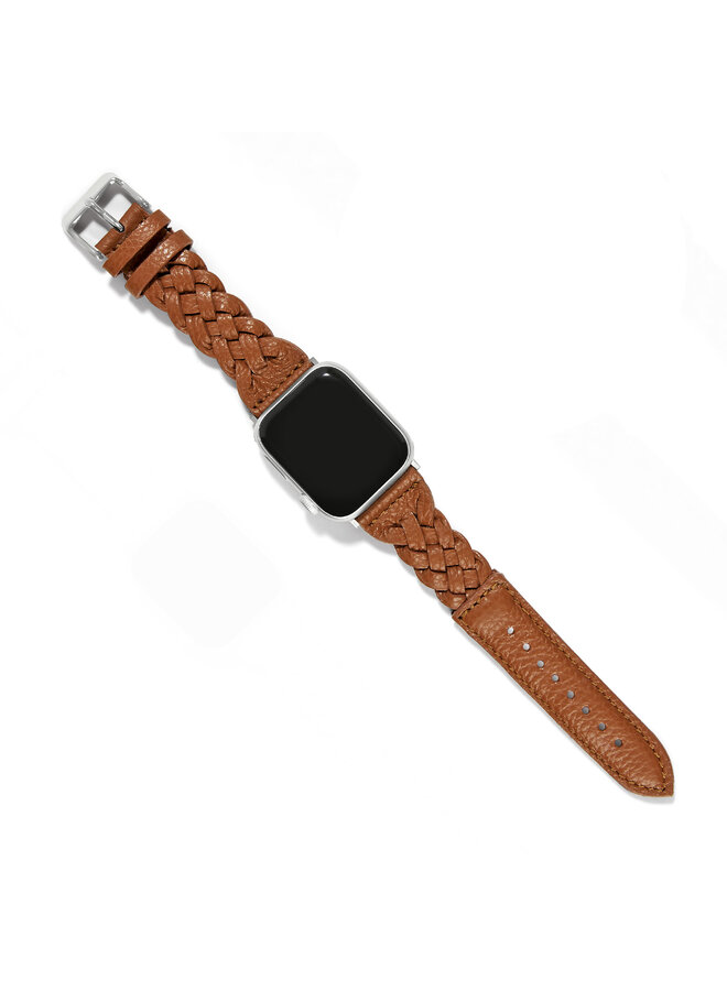 Sutton Braided Leather Watch Band Brown