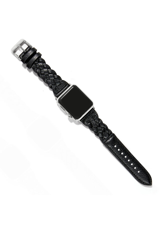 Sutton Braided Leather Watch Band Black