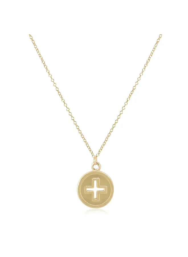 16" Necklace Gold Signature Cross Gold Disc