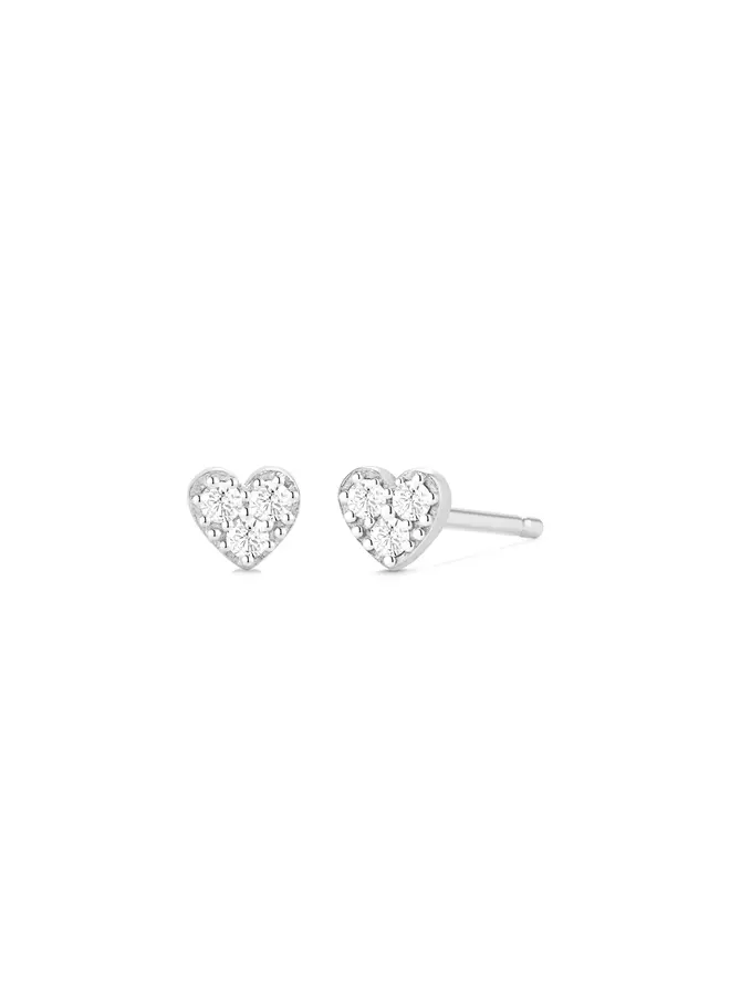 Sophie Diamond Heart Stud Earrings White Gold
