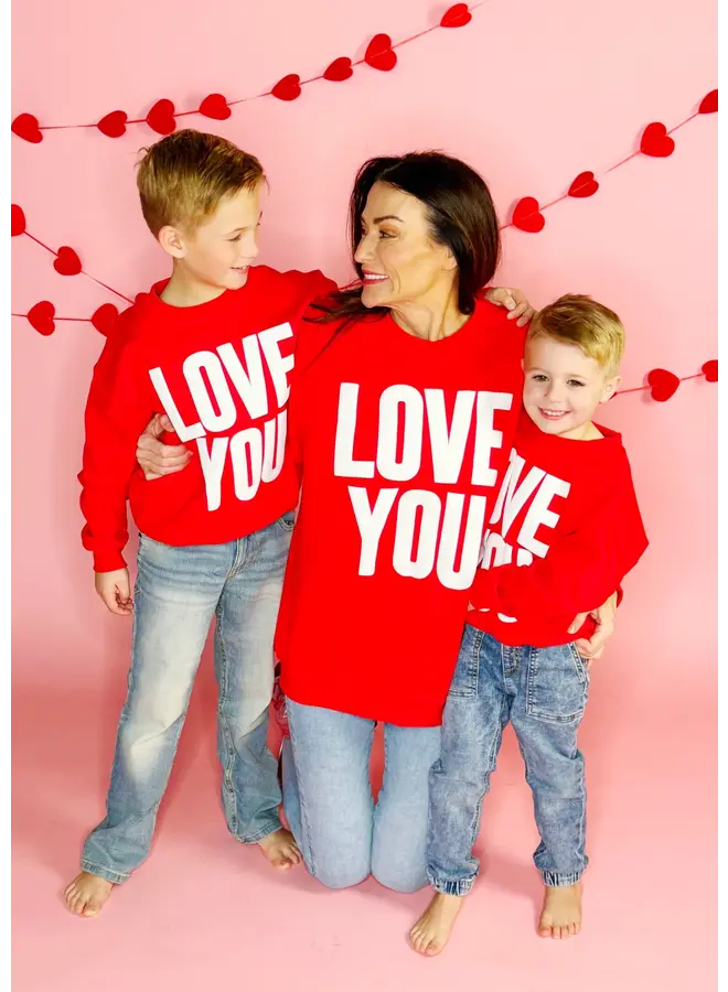 Youth Love You Puff Sweatshirt Red