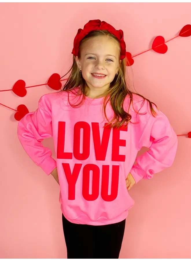 Youth Love You Puff Sweatshirt Pink