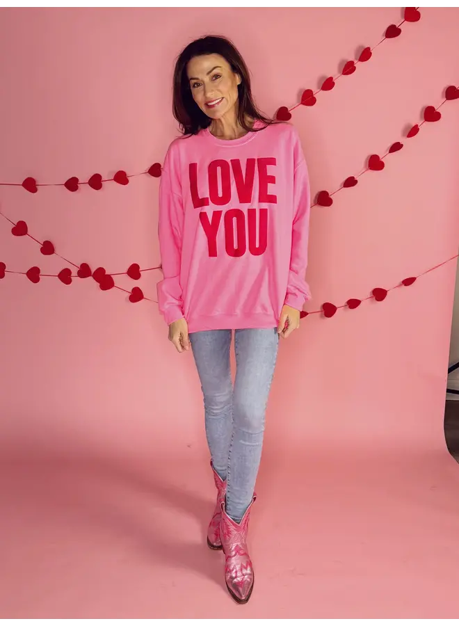 Love You Puff Sweatshirt Pink