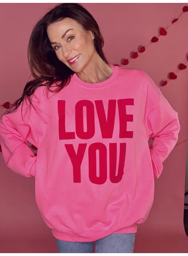 Love You Puff Sweatshirt Pink