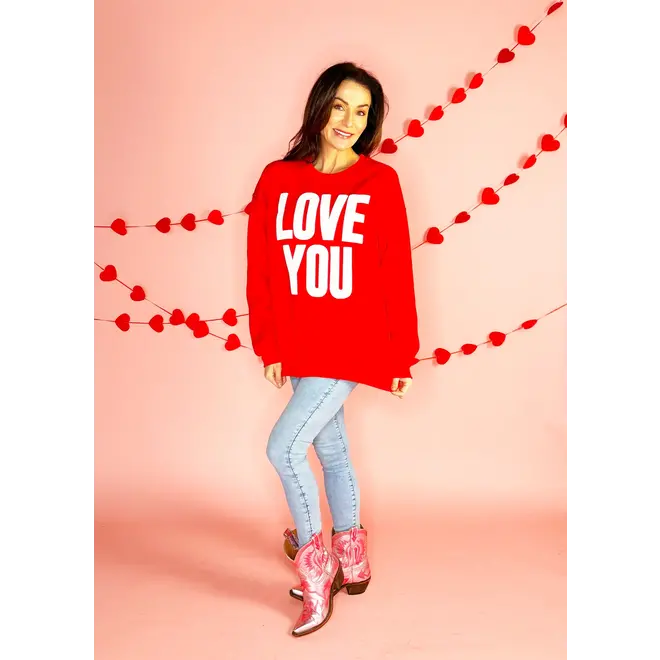 Love You Puff Sweatshirt Red