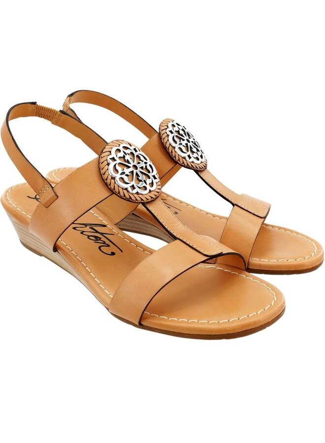 Layna Leather Wedge Sandals Natural