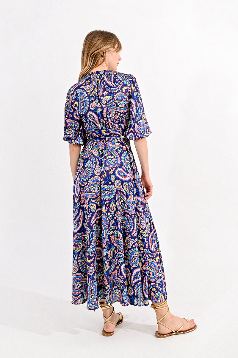 Navy Paisley Wrap Dress Shop Barron's