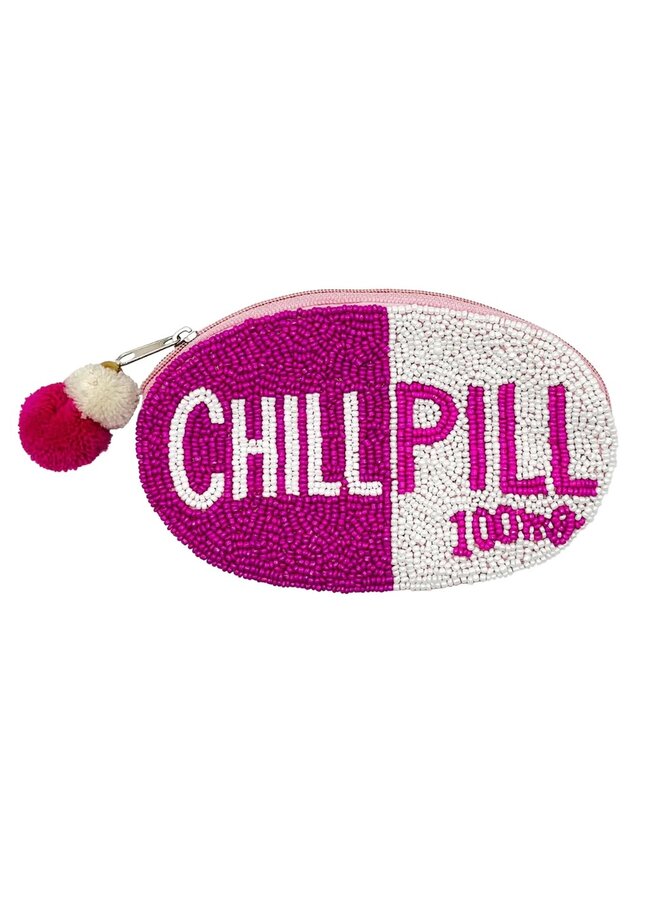 Chill Pill Beaded Coin Pouch