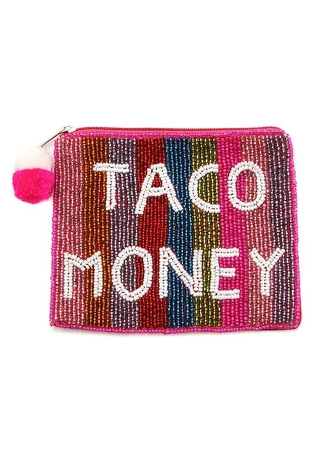 Taco Money Beaded Coin Pouch