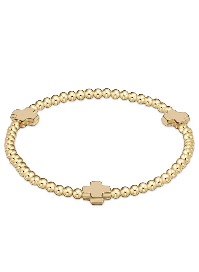 Signature Cross 3mm Gold Bracelet - Gold