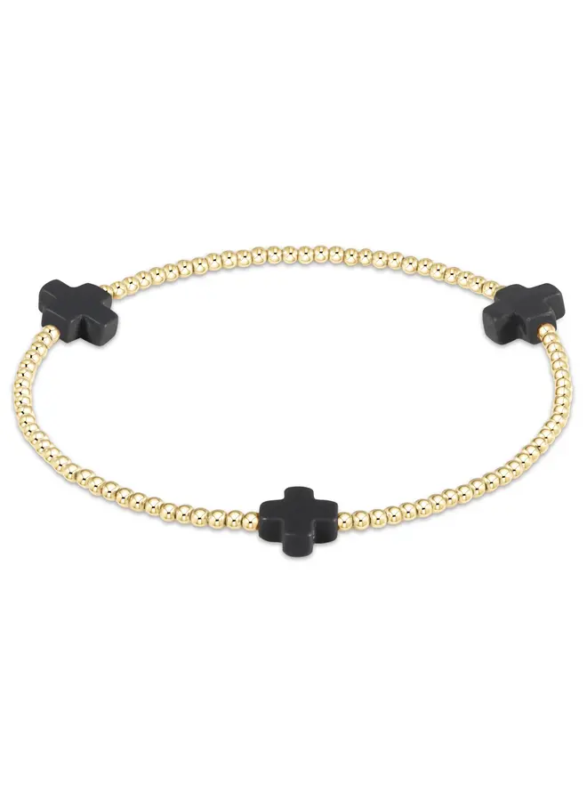 Signature Cross Gold Pattern 2mm Bead Bracelet