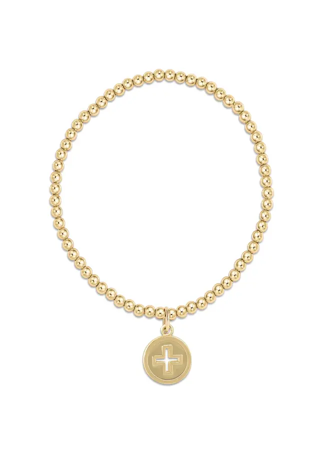 Classic Gold 3mm Bracelet - Signature Cross Gold Disc