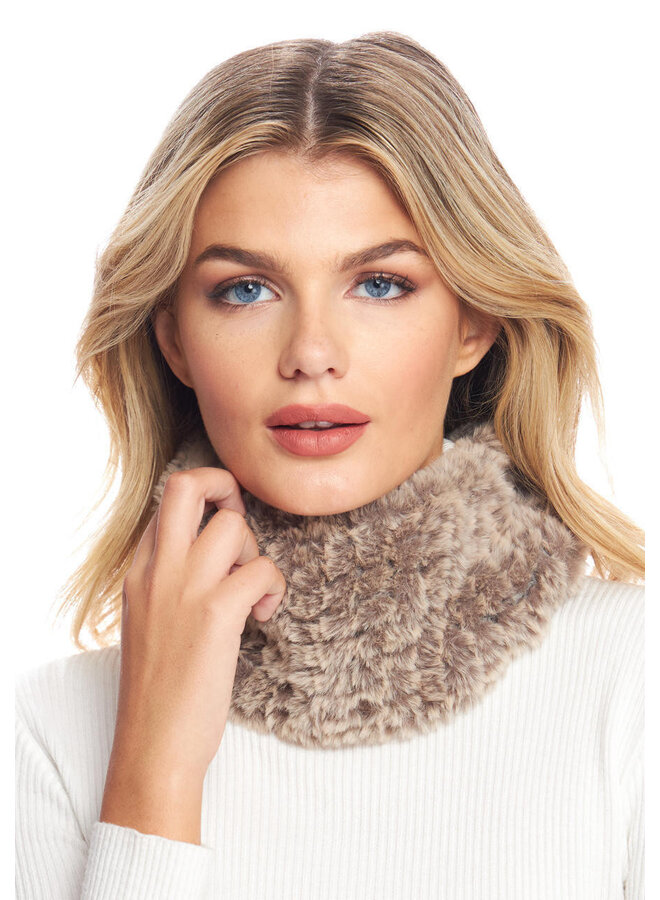 Faux Fur Knitted Neckwarmer Natural