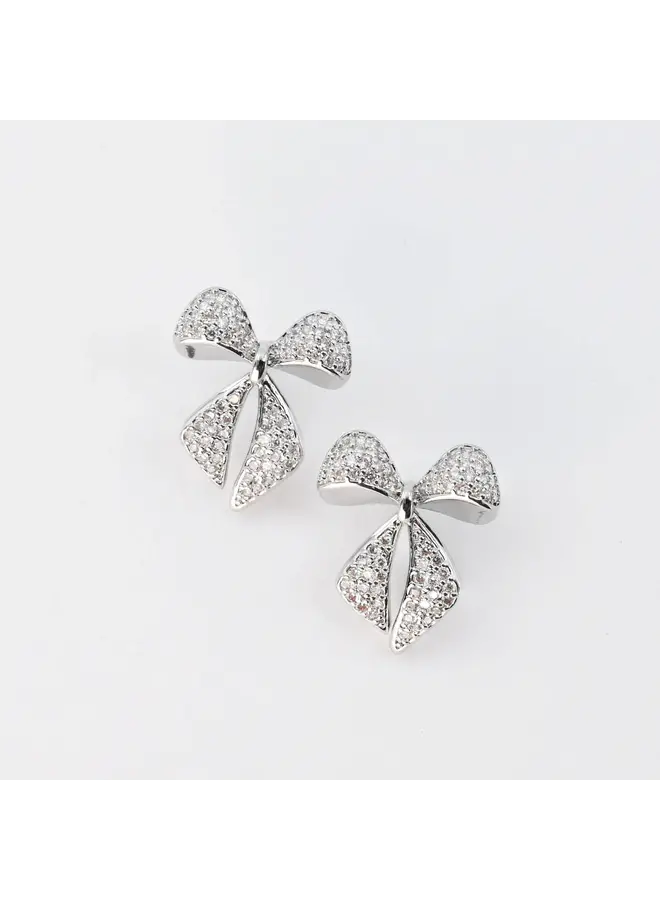 Twinkle Bow Earrings Silver