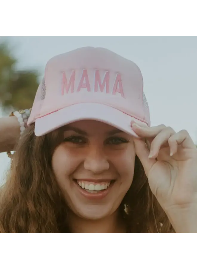 Mama Pink and White Trucker Hat