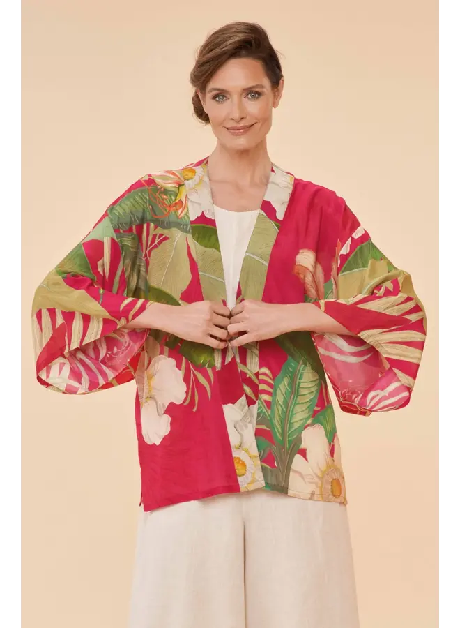 Tropical Dark Rose Kimono Jacket