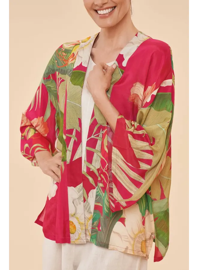 Tropical Dark Rose Kimono Jacket