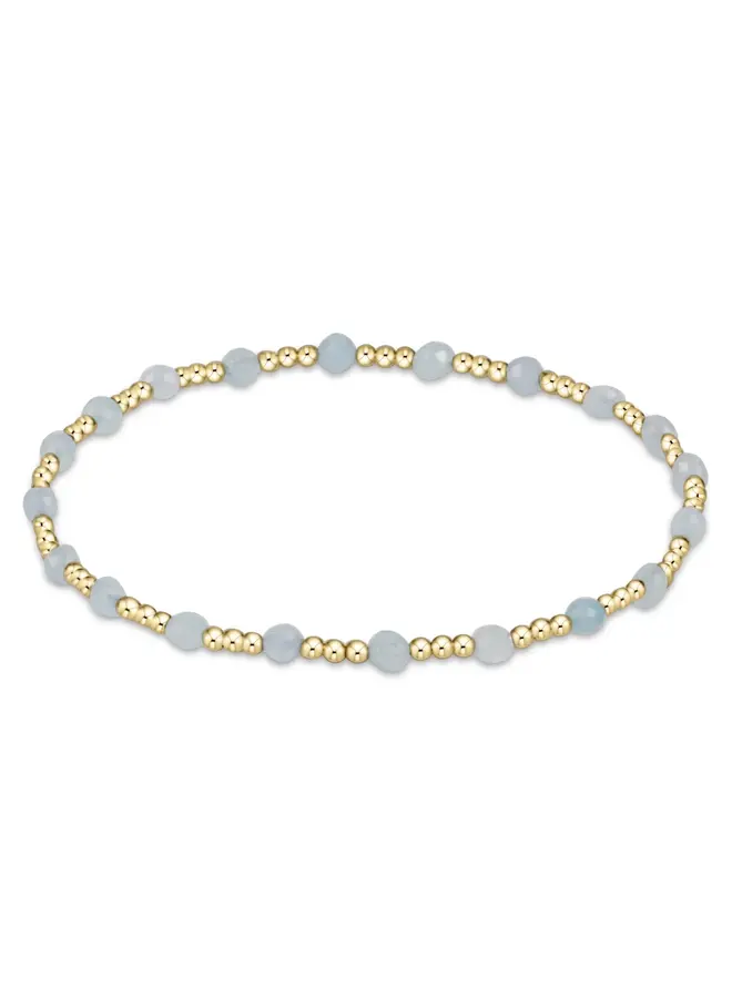 Gemstone Gold Sincerity Pattern 3mm Bead Bracelet Aquamarine