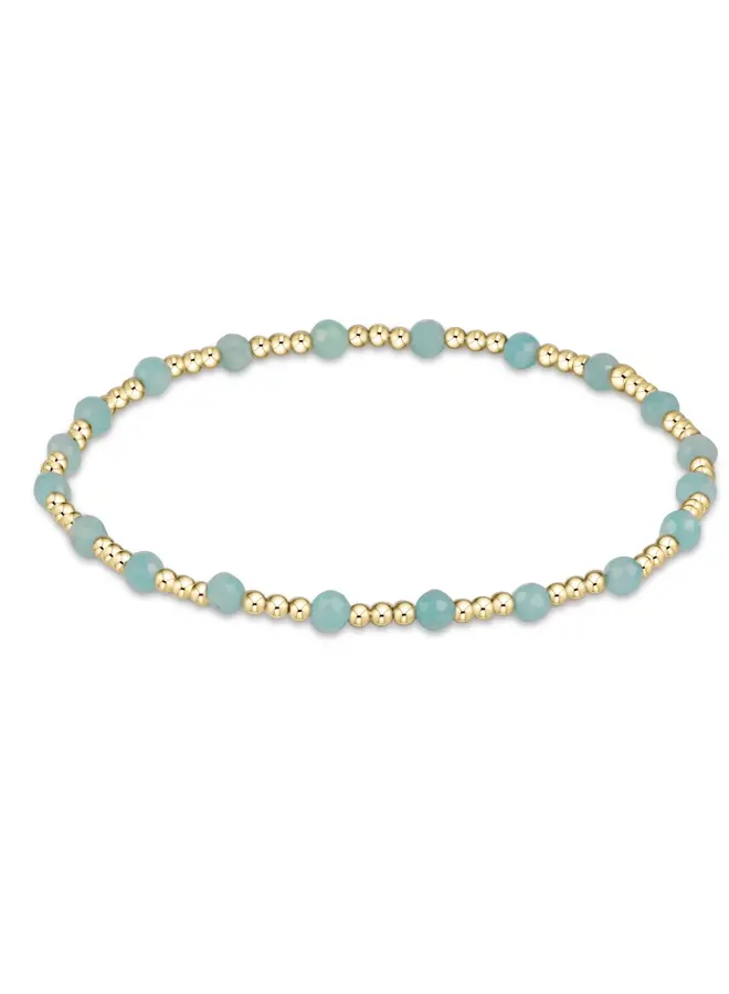 Gemstone Gold Sincerity Pattern 3mm Bead Bracelet Amazonite