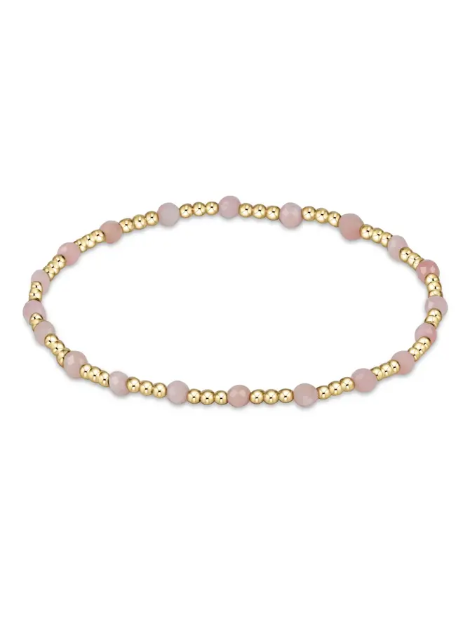 Gemstone Gold Sincerity Pattern 3mm Bead Bracelet Pink Opal
