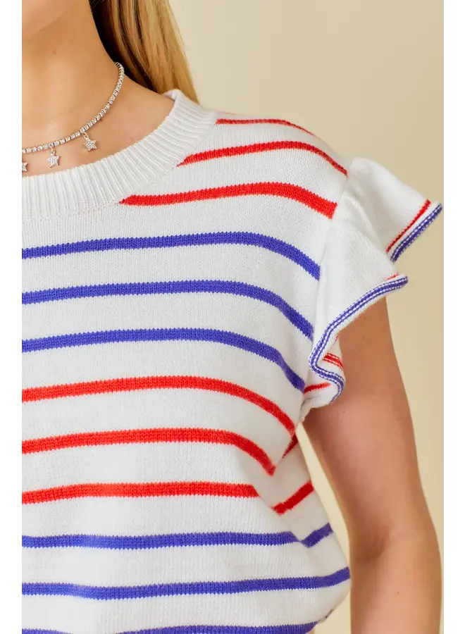 Striped Ruffle Sweater Top