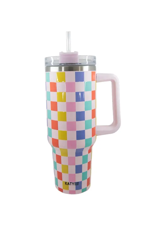 Multicolored Checkered Tumbler Cup