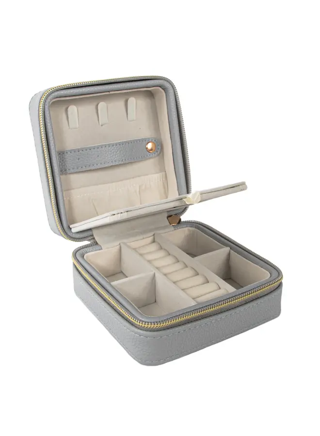 Leah Travel Jewelry Case Grey