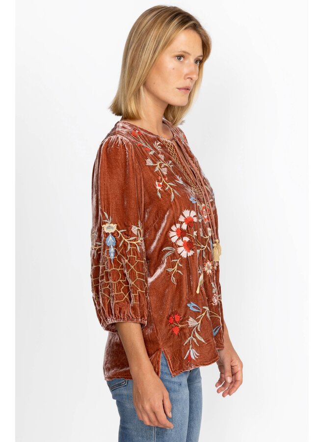 Clara Velvet Relaxed Blouse Candy Glaze