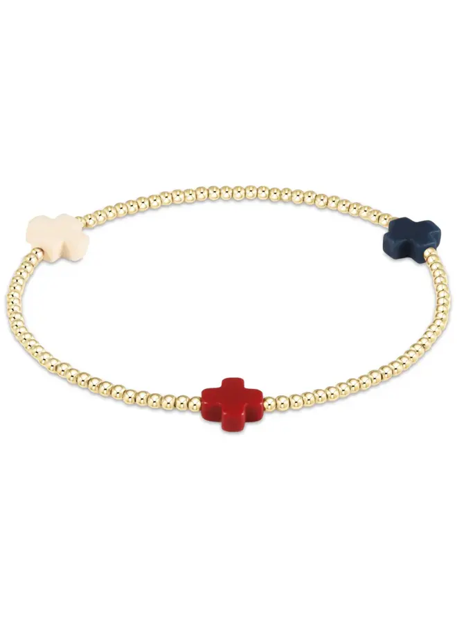 Signature Cross Gold Pattern 2mm Bead Bracelet - Firecracker