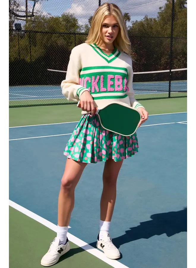 Pickleball Long Sleeve V-Neck Sweater