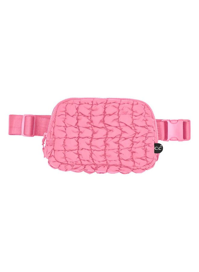 Quilted Puffer Belt Bag Pink