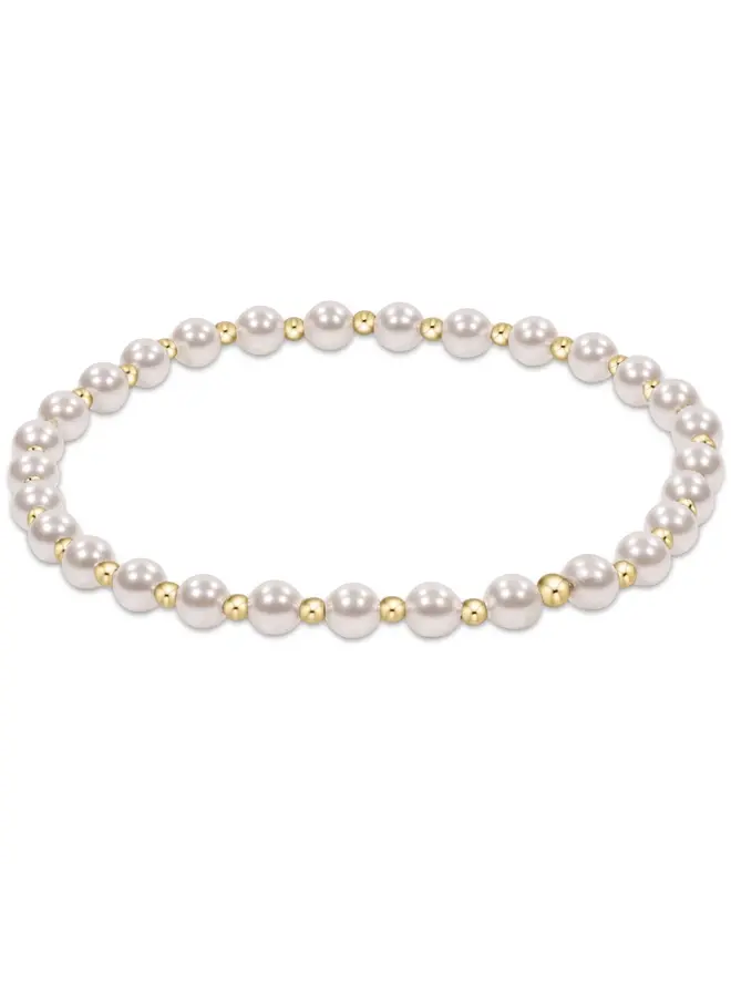 Classic Grateful Pattern 4mm Bead Bracelet - Pearl
