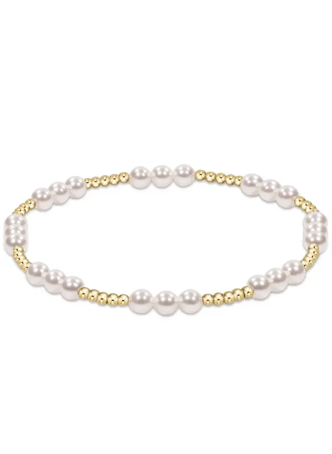 Classic Joy Pattern 4mm Bead Bracelet - Pearl