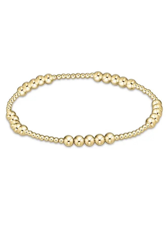 Classic Blissful Pattern 2mm Bead Bracelet - 4mm Gold