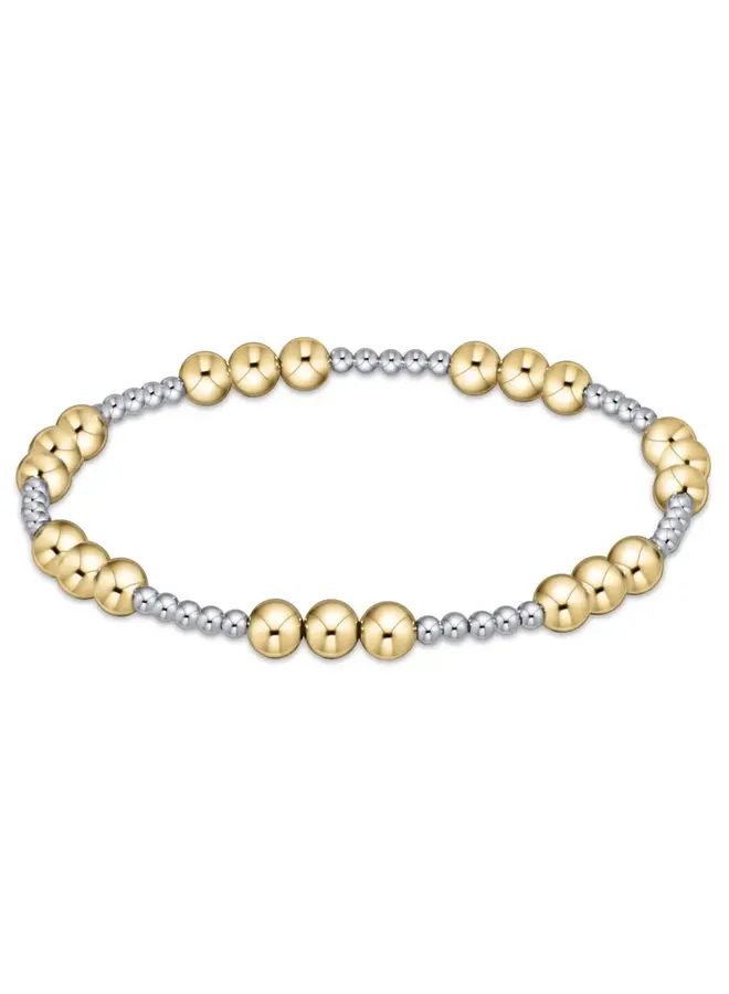 Classic Joy Pattern 5mm Bead Bracelet - Mixed Metal