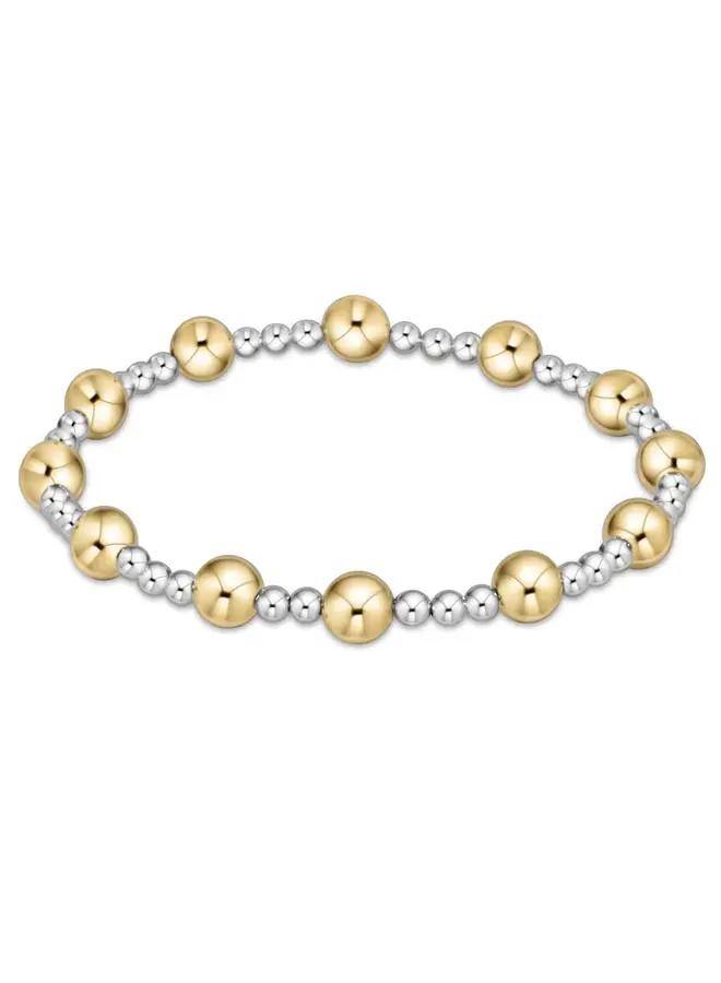 Classic Sincerity Pattern 6mm Bead Bracelet - Mixed Metal