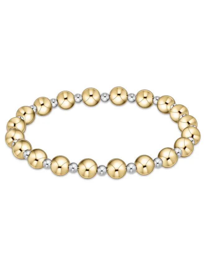 Classic Grateful Pattern 6mm Bead Bracelet - Mixed Metal