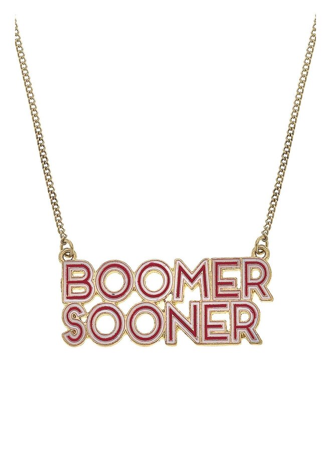 OU Boomer Sooner Outlined Enamel Necklace