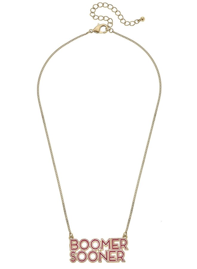OU Boomer Sooner Outlined Enamel Necklace