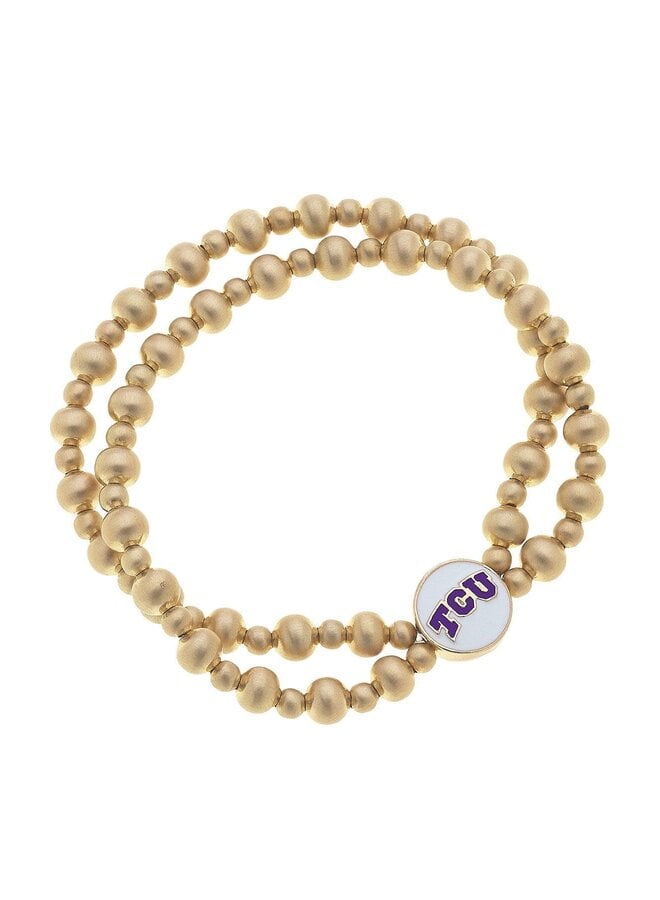 TCU Logo 2-Row Bead Stretch Bracelet