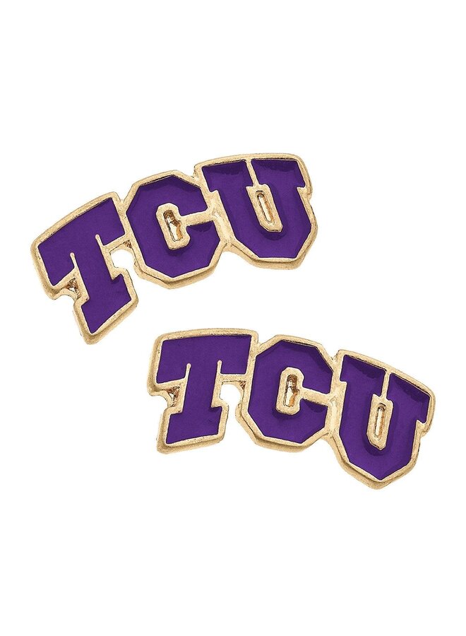 TCU Logo Enamel Stud Earrings