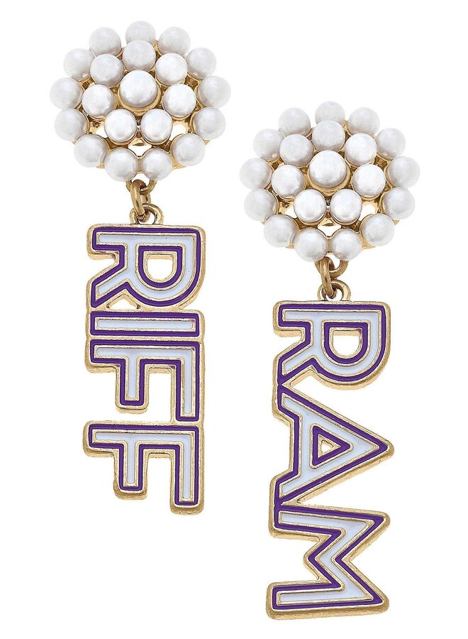 TCU Riff Ram Pearl Cluster Earrings