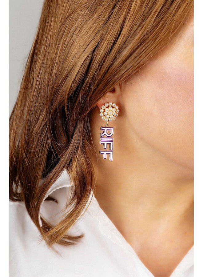 TCU Riff Ram Pearl Cluster Earrings