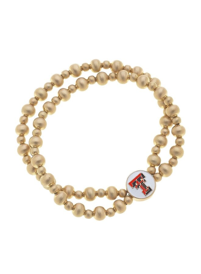 Texas Tech Logo 2-Row Bead Stretch Bracelet