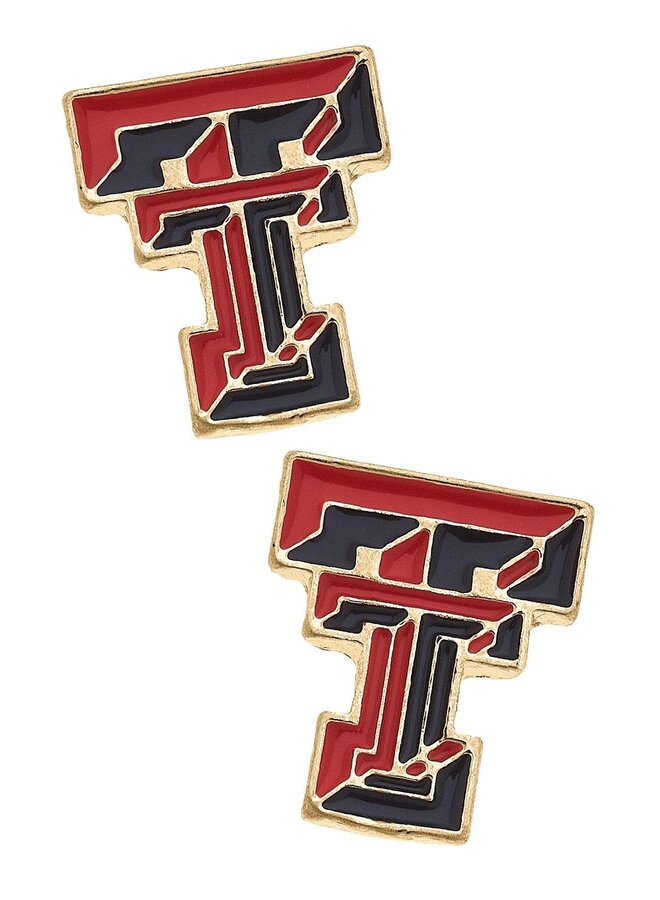 Texas Tech Logo Enamel Stud Earrings